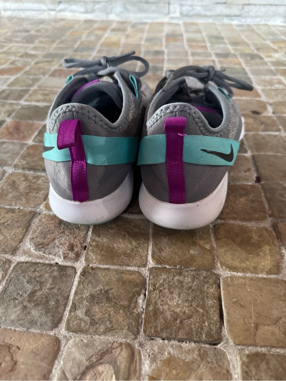 Nike Gray Knit Sneakers with Teal & Purple Accents - Picture 5 of 8